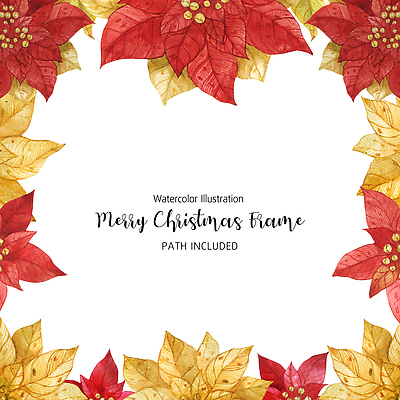JPG 해외이미지 크리스마스 일러스트 프레임 사람없음 장식 빨간색 겨울꽃 포인세티아 카피스페이스 해외202309 해외일러스트 기념일 꽃 컬러 겨울 공백 파일형식