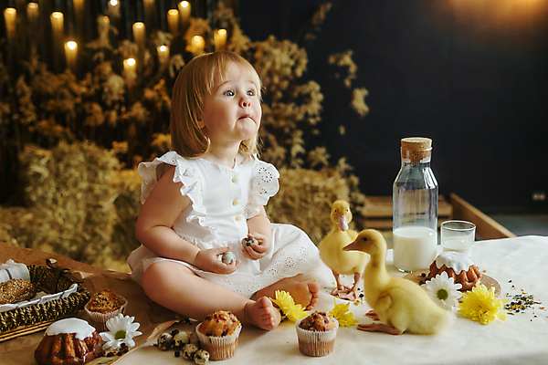 포토 JPG 해외이미지 전신 백인 여자 탁자 부활절 오리 한명 들기 앉기 옆모습 알 아기 여자아기한명만 해외202309 해외포토 서양인 1 기념일 뷰포인트 가구 모션 조류 사람 여자한명만 여자아기만 파일형식