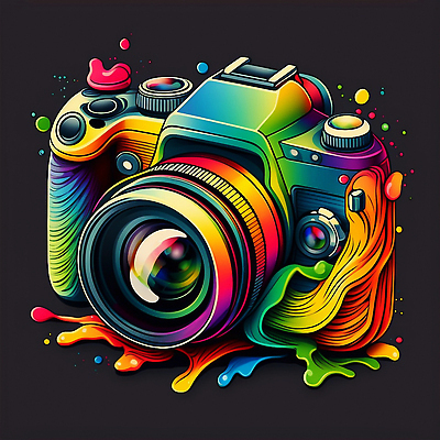 JPG 해외이미지 일러스트 추상 사람없음 컬러풀 카메라 화려 만화 해외202309 해외일러스트 컬러 컨셉 무늬 전자제품 파일형식