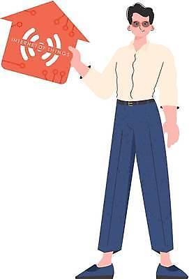 EPS 해외이미지 전신 남자 일러스트 한명 들기 성인 선글라스 사물인터넷 성인남자한명만 집모양 해외202309 해외일러스트 모양 1 안경 모션 정보기술 사람 남자한명만 성인남자만 파일형식 벡터