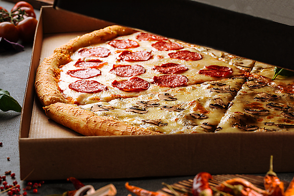 포토 JPG 해외이미지 피자 사람없음 상자 버섯 버섯피자 페퍼로니 페퍼로니피자 해외202309 해외포토 패스트푸드 서양음식 소시지 파일형식