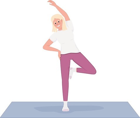 EPS 해외이미지 전신 여자 일러스트 한명 성인 운동복 손들기 스트레칭 매트 다리들기 성인여자한명만 해외202309 해외일러스트 1 옷 모션 사람 운동 여자한명만 성인여자만 파일형식 벡터