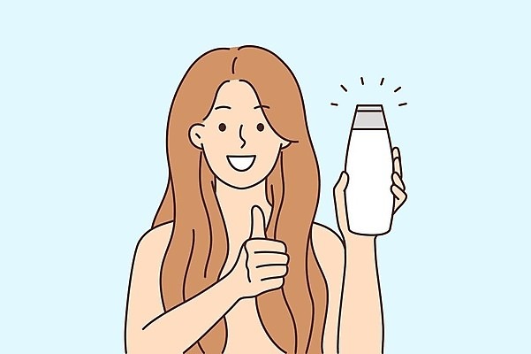 EPS 해외이미지 라이프스타일 여자 일러스트 한명 들기 상반신 성인 화장품 기쁨 추천 따봉 성인여자한명만 해외일러스트 1 감정 모션 사람 생활 뷰티 최고 여자한명만 성인여자만 파일형식 벡터