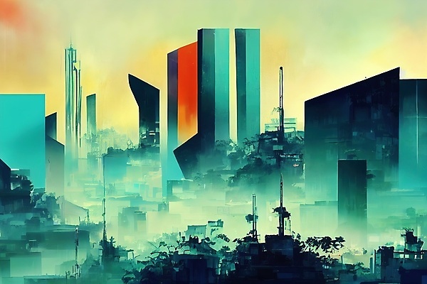 JPG 해외이미지 일러스트 하늘 빌딩 사람없음 컬러풀 도시 분위기 해외202309 해외일러스트 컬러 컨셉 건물 파일형식