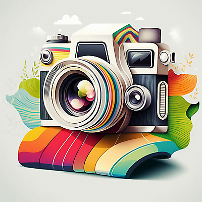 JPG 해외이미지 일러스트 추상 사람없음 컬러풀 카메라 화려 만화 해외202309 해외일러스트 컬러 컨셉 무늬 전자제품 파일형식