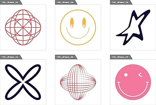 EPS 해외이미지 별 분홍색 일러스트 추상 윙크 사람없음 그래픽 세트 라인아트 복고 엘리먼트 Y2K 해외202309 해외일러스트 자연요소 선 컬러 컨셉 무늬 표정 파일형식 벡터