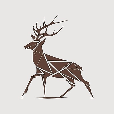 EPS 해외이미지 야생동물 선 일러스트 추상 사슴 사람없음 갈색 심볼 심플 사슴뿔 해외202309 해외일러스트 동물 컬러 무늬 포유류 뿔 파일형식 벡터