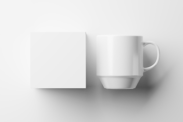 포토 JPG 해외이미지 사람없음 컵 상자 3D 머그컵 흰색 오브젝트 심플 패키지 목업 해외202309 해외포토 식기 컬러 디지털합성 파일형식