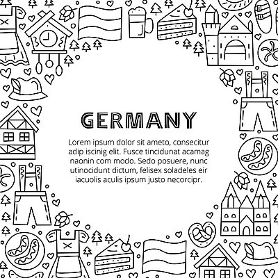 EPS 해외이미지 모자 전통 디자인 유럽 포스터 문화 음식 여행 백그라운드 일러스트 건축양식 휴가 주택 맥주 독일 건물 성당 소시지 낙서 심볼 사냥 윤곽 손그림 환영 고립 던들 랜드마크 옥토버페스트 전국 브레첼 벡터 바이에른사람 해외202309 해외일러스트 건축물 잡화 건축 나라 종교건축 디저트 주류 가공식품 파일형식