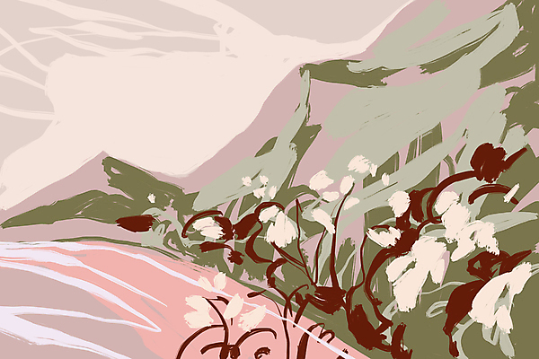 JPG 해외이미지 식물 백그라운드 일러스트 하늘 산 사람없음 들꽃 분위기 낙서 해외202309 해외일러스트 꽃 컨셉 파일형식