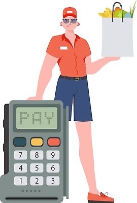 EPS 해외이미지 전신 남자 유니폼 채소 일러스트 한명 들기 성인 쇼핑백 배송 택배 성인남자한명만 해외202309 해외일러스트 1 옷 가방 모션 사람 운송업 남자한명만 성인남자만 파일형식 벡터