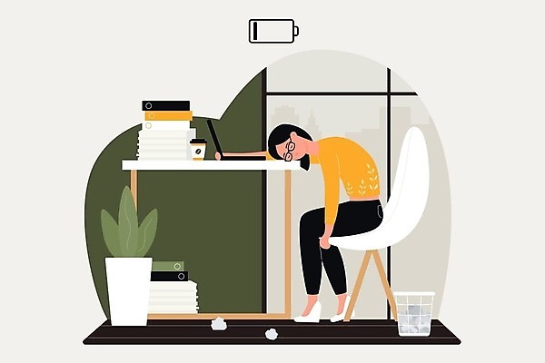 EPS 해외이미지 전신 여자 엎드리기 의자 일러스트 한명 앉기 성인 사무실 비즈니스우먼 건전지 방전 성인여자한명만 안경낌 해외202309 해외일러스트 1 안경 가구 비즈니스 모션 사람 직장인 여자한명만 성인여자만 파일형식 벡터