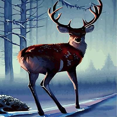 EPS 해외이미지 나무 한마리 야생동물 겨울 일러스트 사슴 사람없음 숲속 해외202309 해외일러스트 식물 동물 1 계절 포유류 숲 파일형식 벡터