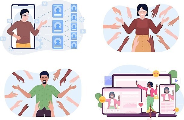 EPS 해외이미지 편집 캠페인 백그라운드 컨셉 스티커 일러스트 통신 추상 미술 사람 노트북 스마트폰 세트 디지털 점 바이러스 목표 수집 고객 팩 약혼 애니메이션 단상 고립 마케팅 멀티 블로거 소셜미디어 엘리먼트 충실 벡터 브랜딩 해외202309 해외일러스트 결혼 무늬 문화예술 전자제품 핸드폰 스마트기기 화장품 약속 파일형식