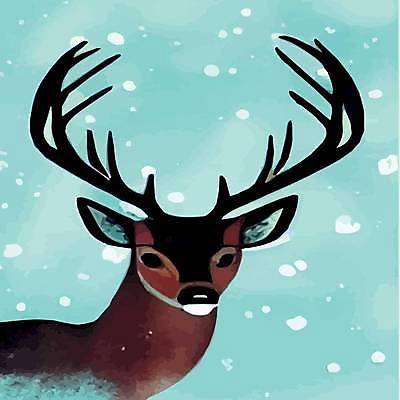 EPS 해외이미지 한마리 야생동물 겨울 일러스트 사슴 사람없음 눈 해외202309 해외일러스트 자연요소 동물 1 계절 포유류 날씨 파일형식 벡터
