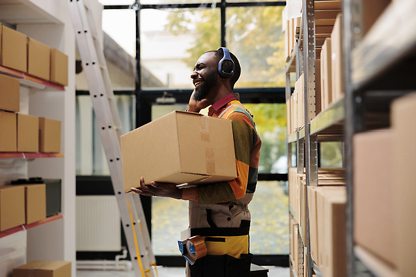 포토 JPG 해외이미지 남자 흑인 사다리 노동자 실내 한명 들기 상반신 성인 옆모습 상자 헤드폰 음악감상 작업 물류창고 성인남자한명만 해외202309 해외포토 서양인 직업 1 뷰포인트 음향기기 모션 사람 내부 감상 도구 창고 남자한명만 성인남자만 파일형식