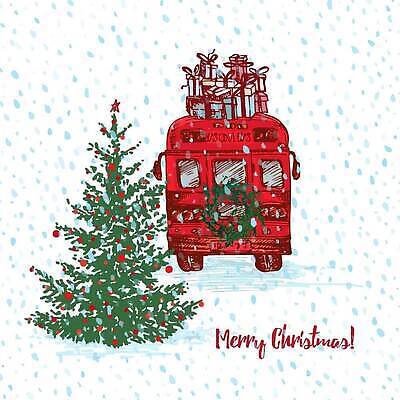 EPS 해외이미지 크리스마스 겨울 일러스트 버스 사람없음 빨간색 선물상자 크리스마스트리 눈 분위기 리스장식 크리스마스리스 해외일러스트 자연요소 계절 기념일 육상교통 컬러 컨셉 날씨 대중교통 선물 장식 상자 화환 파일형식 벡터