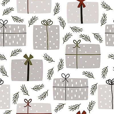 EPS 해외이미지 겨울 패턴 일러스트 크리스마스선물 사람없음 선물상자 회색 솔잎 해외202309 해외일러스트 계절 컬러 잎 크리스마스 무늬 선물 상자 파일형식 벡터