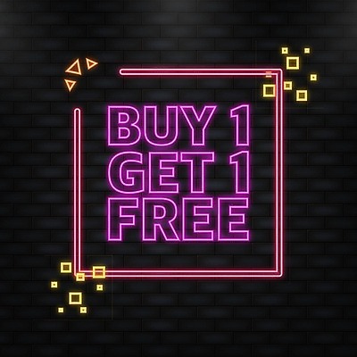 EPS 해외이미지 일러스트 프레임 타이포그라피 사람없음 사각형 네온 원플러스원 해외202309 해외일러스트 도형 문자 이벤트 파일형식 벡터