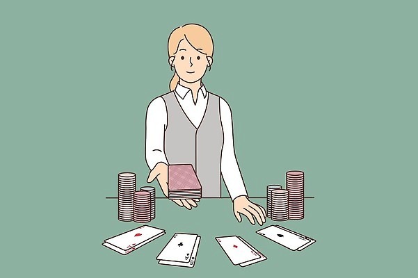 EPS 해외이미지 라이프스타일 여자 일러스트 한명 상반신 성인 기쁨 카드 도박 손내밀기 직원 성인여자한명만 해외일러스트 1 감정 사람 손짓 생활 여자한명만 성인여자만 파일형식 벡터