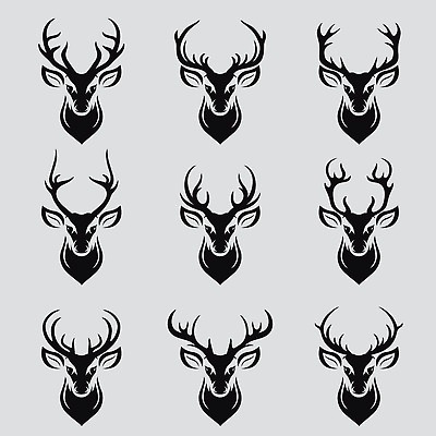 EPS 해외이미지 모양 동물 실루엣 야생동물 일러스트 포유류 사슴 뿔 그래픽 머리 검은색 힘 수확 우아함 숲 큼 스케치 트로피 심볼 사인 복고 사냥 날카로움 부족 순록 엘리먼트 엘크 벡터 해외202309 해외일러스트 컬러 컨셉 농업 촬영기법 미술 신체부위 크기 상_우승 파일형식