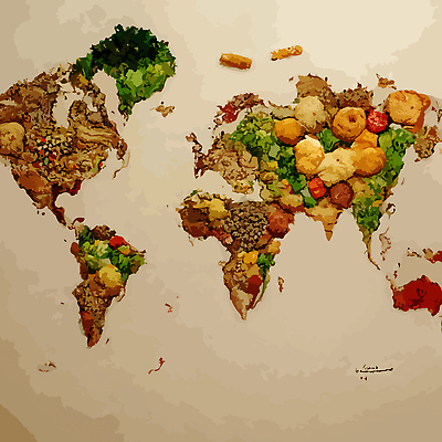 JPG 해외이미지 음식 세계지도 일러스트 요리 사람없음 축제 특산물 해외202309 해외일러스트 지도 세계 파일형식