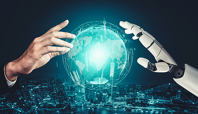 포토 해외이미지 손 비즈니스 미래 신체부위 파란색 지구본 스크린 기계 도시 로봇 AI_인공지능 해외202309 해외포토 AI파일 컬러 컨셉 사람 파일형식 벡터