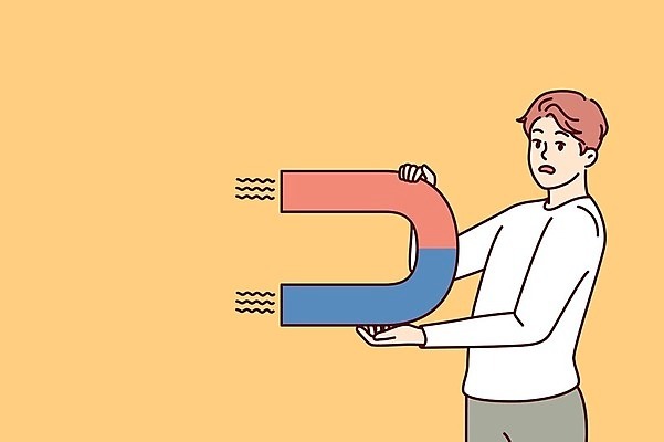 EPS 해외이미지 남자 일러스트 한명 들기 상반신 성인 비즈니스맨 당기기 자석 마케팅 성인남자한명만 해외202309 해외일러스트 1 비즈니스 모션 사람 직장인 남자한명만 성인남자만 파일형식 벡터