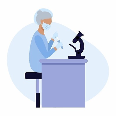 EPS 해외이미지 손 디자인 과학 일러스트 현미경 실험 그래픽 약 실험실 플랫 바이러스 질병 연구원 만화 과학자 시험관 미생물 개발 백신 벡터 코로나바이러스 해외202309 해외일러스트 직업 의학 생물 실험기구 신체부위 학자 파일형식