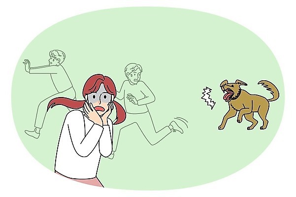 EPS 해외이미지 전신 라이프스타일 여자 남자 어린이 일러스트 소년 달리기 놀람 개 광견병 어린이만 해외일러스트 감정 포유류 모션 표정 사람 생활 파일형식 벡터