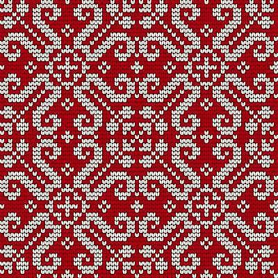 EPS 해외이미지 디자인 겨울 패턴 일러스트 눈꽃 사람없음 빨간색 뜨개질 해외202309 해외일러스트 계절 컬러 무늬 눈_날씨 취미 파일형식 벡터