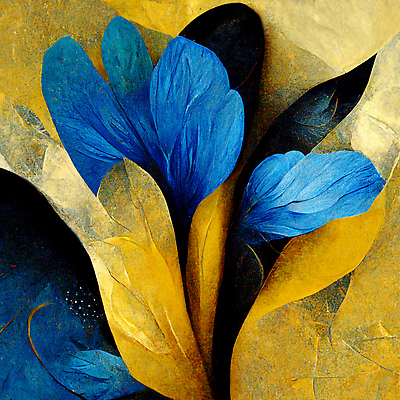 JPG 해외이미지 꽃 백그라운드 일러스트 추상 미술 사람없음 파란색 노란색 그림 해외202309 해외일러스트 식물 컬러 무늬 문화예술 파일형식