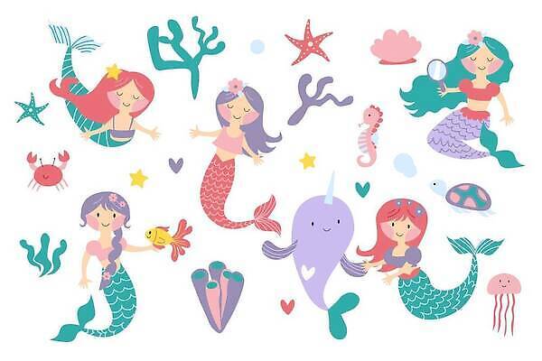 EPS 해외이미지 동물 캐릭터 디자인 여자 행복 어린이 바다 백그라운드 일러스트 자연 동화 불가사리 요정 항해 어류 미술 미소 물 여름 세트 뷰티 수중 게 껍질 아기 해조류 만화 수집 아래 공상 마법 해파리 인어 고립 엘리먼트 벡터 해외202309 해외일러스트 일러캐릭터 자연요소 계절 감정 배_교통 문화예술 극피동물 표정 갑각류 사람 수중동물 해양식물 자포동물 방향 생태계 위치 파일형식