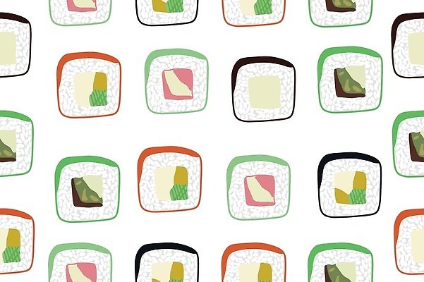 EPS 해외이미지 백그라운드 패턴 일러스트 사람없음 김밥 롤스시 해외202309 해외일러스트 음식 무늬 초밥 일본음식 파일형식 벡터