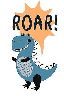 EPS 해외이미지 일러스트 사람없음 파란색 귀여움 외침 공룡 공룡캐릭터 해외202309 해외일러스트 일러캐릭터 캐릭터 컬러 컨셉 파충류 소리 파일형식 벡터