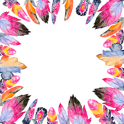 JPG 해외이미지 일러스트 프레임 사람없음 컬러풀 화려 깃털 번짐 해외일러스트 컬러 컨셉 파일형식 효과