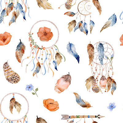 JPG 해외이미지 줄 일러스트 수채화 화살 사람없음 끈 혼합 깃털 비즈 드림캐쳐 해외202309 해외일러스트 장식 파일형식