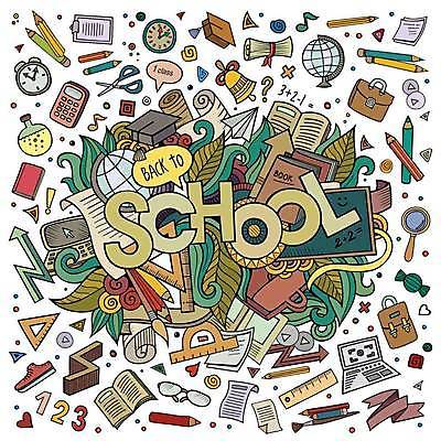 EPS 해외이미지 일러스트 학사모 학교 책가방 사람없음 책 지구본 칠판 낙서 가득함 삼각자 레터링 해외202309 해외일러스트 모자_잡화 교육 가방 졸업 자 파일형식 벡터