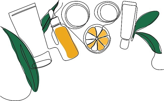 EPS 해외이미지 잎 오렌지 라인일러스트 일러스트 사람없음 뷰티 화장품 친환경 로션 천연화장품 친환경제품 비건화장품 해외202309 해외일러스트 식물 과일 환경 파일형식 벡터