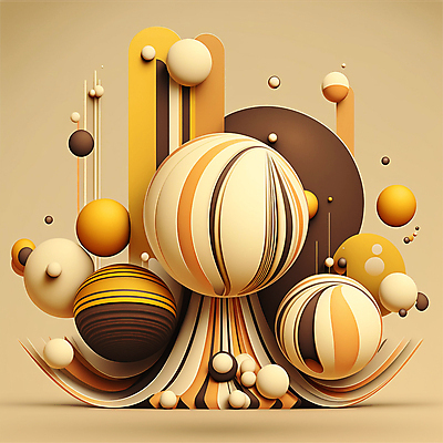 JPG 해외이미지 디자인 예술 선 일러스트 추상 미래 사람없음 갈색 노란색 원형 화려 입체 기하학 해외202309 해외일러스트 도형 컬러 컨셉 무늬 파일형식