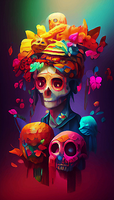 포토 JPG 해외이미지 전통 문화 컬러 벽지 멕시코 미술 사람없음 컬러풀 죽음 제단 해골모형 해외202309 해외포토 북아메리카 문화예술 모형 파일형식