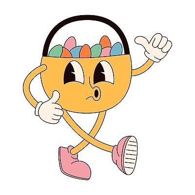 EPS 해외이미지 캐릭터 스티커 일러스트 표정 사람없음 바구니 만화 심볼 복고 부활절계란 코믹 따봉 마스코트 엘리먼트 해외202309 해외일러스트 일러캐릭터 부활절 계란 최고 파일형식 벡터