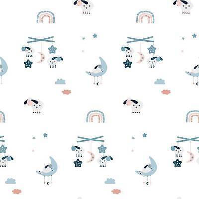 EPS 해외이미지 동물캐릭터 백그라운드 패턴 일러스트 휴식 사람없음 흰색 잠 양 모빌 아기자기 해외202309 해외일러스트 일러캐릭터 동물 캐릭터 컬러 컨셉 무늬 포유류 아기용품 파일형식 벡터