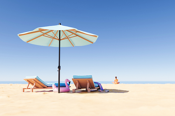 JPG 해외이미지 모래 바다 하늘 휴가 그림자 사람없음 모래사장 파라솔 시원함 선베드 플라밍고튜브 해외202309 해외포토 포토 의자 튜브 파일형식