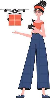 EPS 해외이미지 전신 여자 일러스트 미래 한명 들기 손짓 성인 화물 고객 스마트 배송 택배상자 로봇산업 드론 조종장치 성인여자한명만 해외202309 해외일러스트 1 산업 컨셉 모션 사람 상자 장비 운송업 로봇 택배 여자한명만 성인여자만 파일형식 벡터