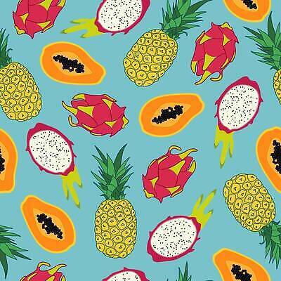 EPS 해외이미지 패턴 일러스트 사람없음 파란색 파인애플 용과 파파야 트로피컬아트 해외202309 해외일러스트 컬러 무늬 과일 열대과일 그림 파일형식 벡터