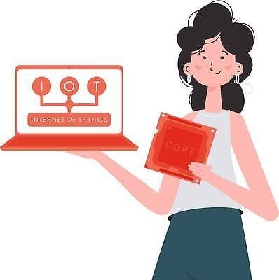 EPS 해외이미지 여자 일러스트 한명 들기 상반신 성인 노트북 사물인터넷 성인여자한명만 해외202309 해외일러스트 1 모션 정보기술 사람 전자제품 여자한명만 성인여자만 파일형식 벡터