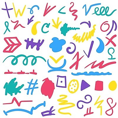 EPS 해외이미지 모양 도형 디자인 곡선 일러스트 종류 사람없음 다양 낙서 스케치 손그림 루트 해시태그 해외202309 해외일러스트 선 다수 미술 특수문자 파일형식 벡터