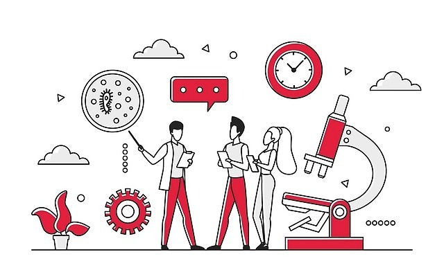 EPS 해외이미지 직업 과학 일러스트 노동자 건강 병원 현미경 실험 스터디 약 장비 의사 시간 업무 그룹 실험실 바이러스 생명공학 연구원 약국 과학자 플라스크 분석 생물학 미생물 발견 조제 혁명 개발 백신 인플루엔자 착륙 화학물질 화학자 코로나바이러스 해외202309 해외일러스트 교육 컨셉 의학 생물 실험기구 학습 의료진 작업 화학 만들기 학자 파일형식 벡터