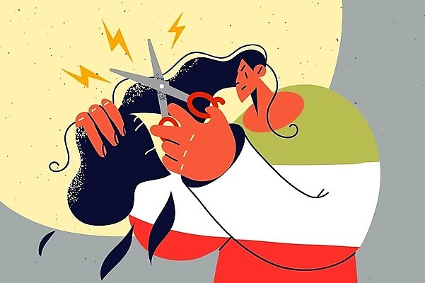 EPS 해외이미지 라이프스타일 여자 일러스트 한명 들기 상반신 성인 머리카락 자르기 번개모양 성인여자한명만 해외202309 해외일러스트 모양 1 모션 사람 생활 머리 번개 여자한명만 성인여자만 파일형식 벡터